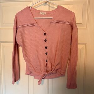 Pink Button-Up Women Top